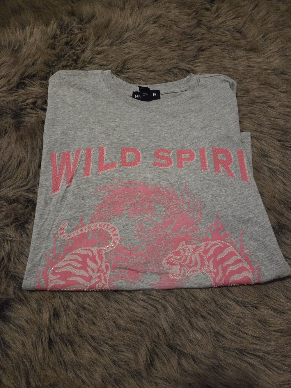 Arden B Gray Short-Sleeve Tee with Pink 'WILD SPIRIT' Graphic